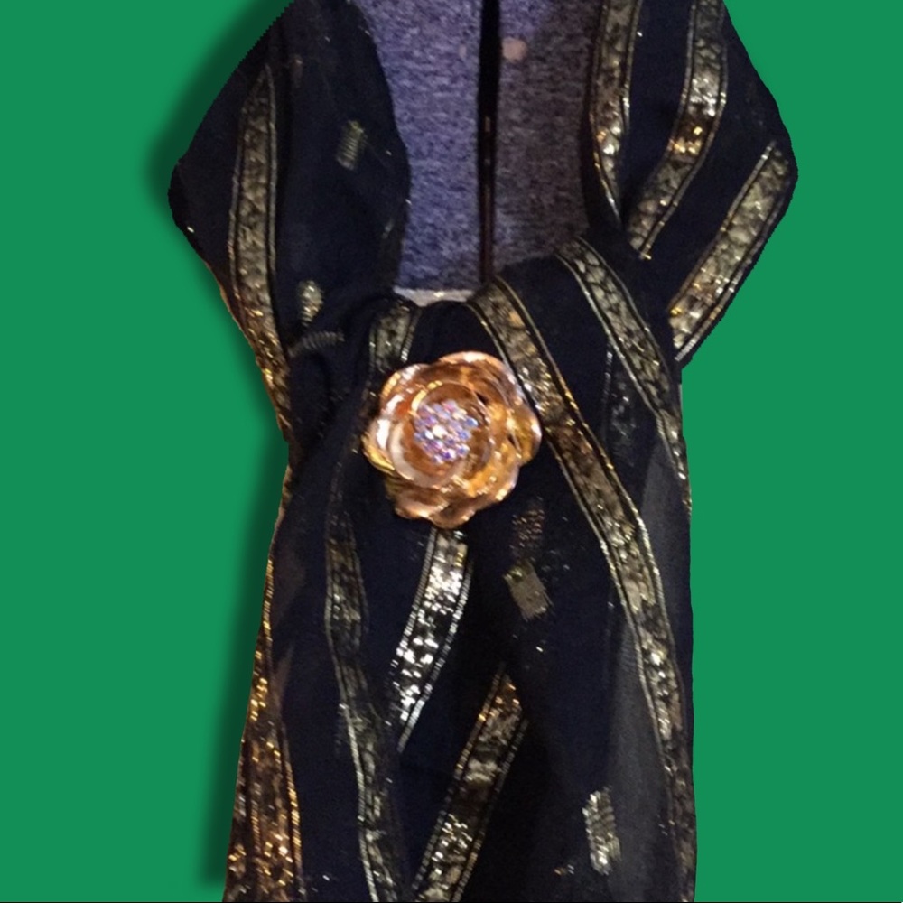 Black and Gold Scarf made in India